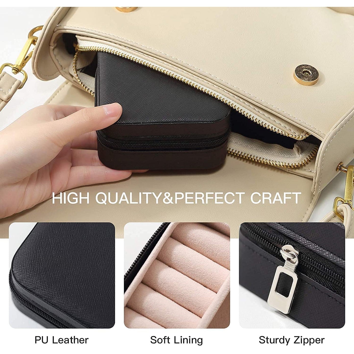 Mini PU Leather jewellery Box for Travel & Storage (1 Pc)